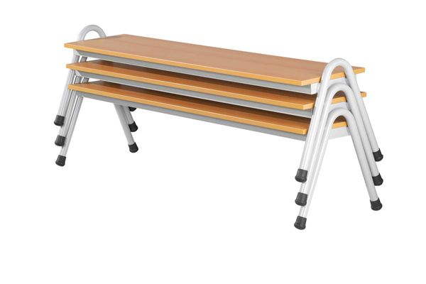 Stapelbare Bank, 180 cm lang, Sitzhöhe wählbar Stapelbare Bank, 180 cm lang, Sitzhöhe wählbar