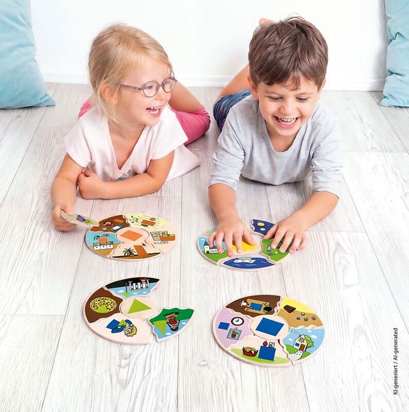 puzzle, kinder, rundes puzzle, holzpuzzle, bunt