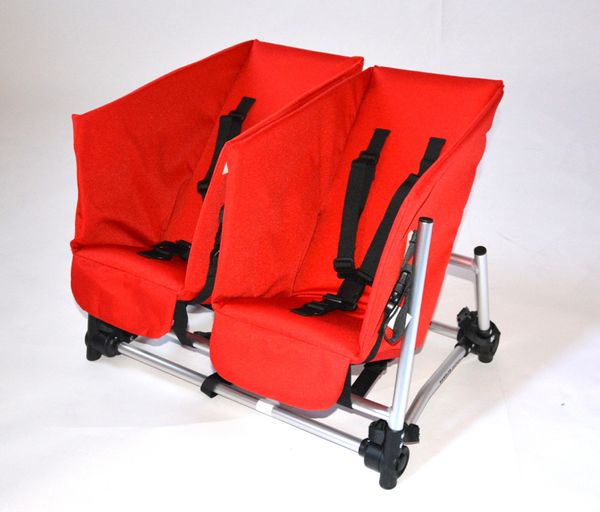 Kindersitz, Sitzbezug, Rot, verstellbare Gurte, Doppel-Sitz