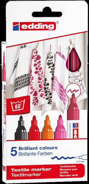 edding 4500 Textilmarker. 5er-Set warme Farben edding 4500 Textilmarker. 5er-Set warme Farben