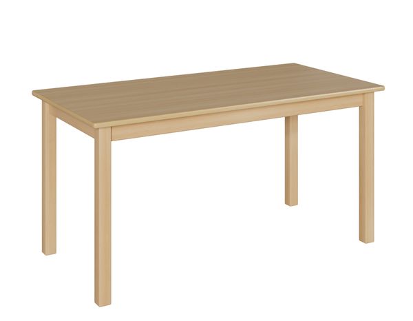 Rechtecktisch, 140x70 cm, Dekor Buche, Tischplattendekor nach Wahl mit Zarge, Tischbeine aus Holz