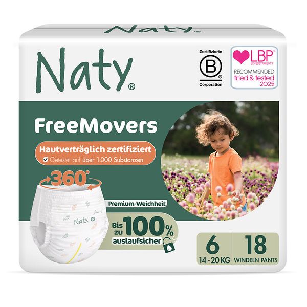 NATY Ökowindeln - Pants, Größe 6 (14-20 Kg), 18 Stück