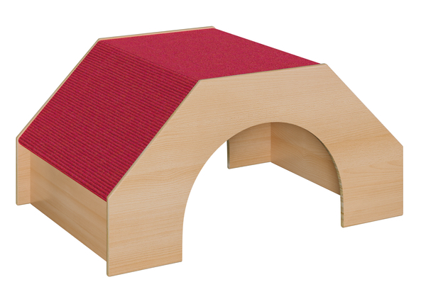 holzbox, katzenhaus, holzbauteil, roter dach, spielhaus