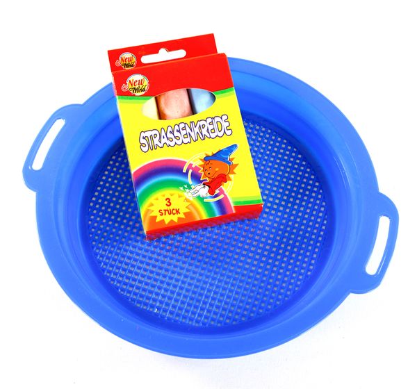 Großes Sandsieb mit Straßenkreide, 12 Sets Großes Sandsieb mit Straßenkreide, 12 Sets