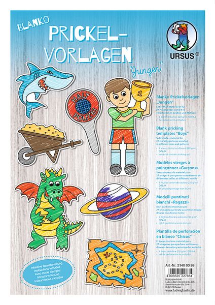 Blanko Prickelvorlagen - Jungs, 1 Block  Blanko Prickelvorlagen - Jungs, 1 Block