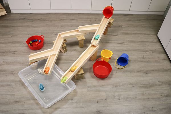 Wasserbahn / Kugelbahn, massives Kiefernholz, 12 Teile, ab 3 Jahre (SONDERANGEBOT)