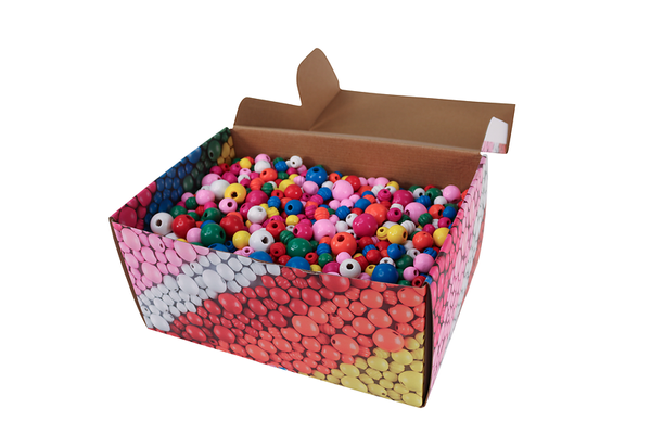 FOLIA Holzperlen, 1 - 1,8 cm, Großpackung, 2200 Stück, Farbe wählbar