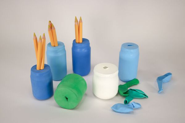 Kunststoffzylinder, Bleistifthalter, Blau, Becher, Luftballon