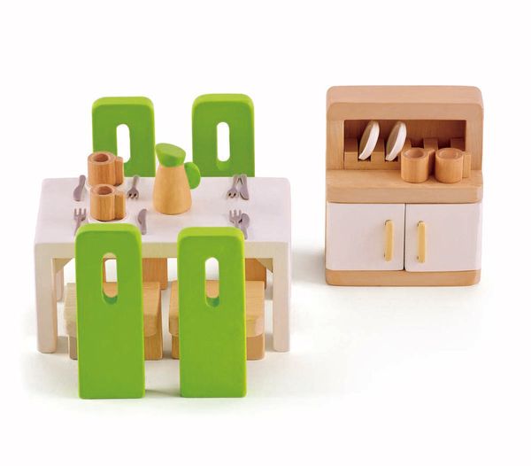 Holzspielzeug, Küche, Esszimmer, Tischset, Stuhlset