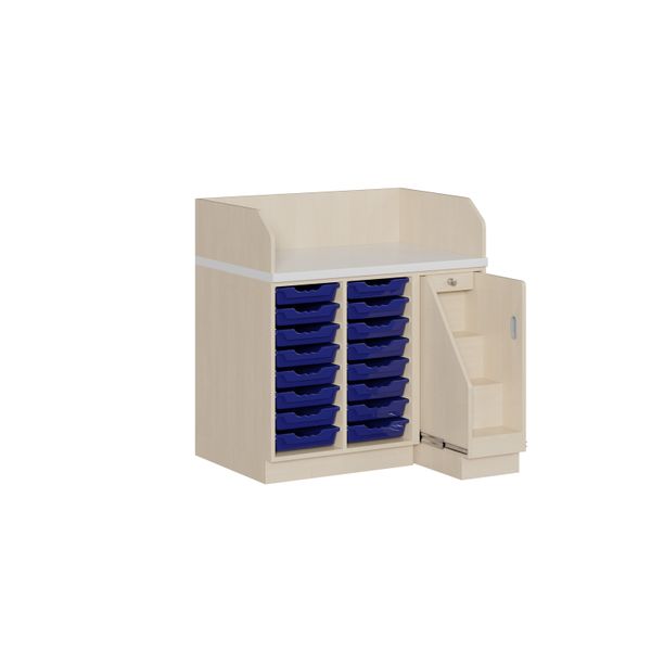 Wickelkommode Micha, Treppe rechts, 16 flache Boxen Wickelkommode Micha, Treppe rechts, 16 flache Boxen