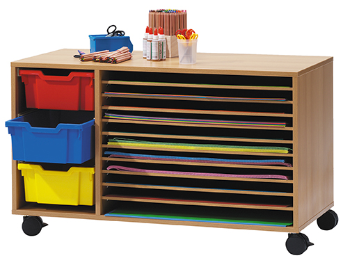 Schreibtisch, Kunstwerkzeug, Schubladenregal, Rollcontainer, Bau-Transportwagen
