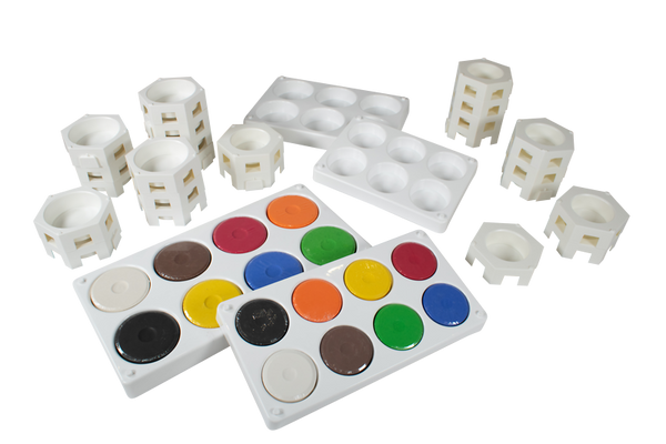 ELVIRAS 6er Tempera-Palette, unbefüllt, für 55 mm Blöcke