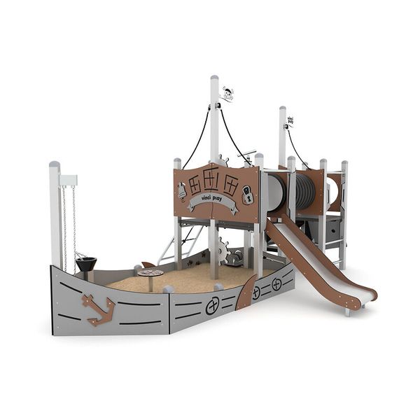 Spielgerät, Kletterturm, Rutschbahn, Sandkasten, Schaukel