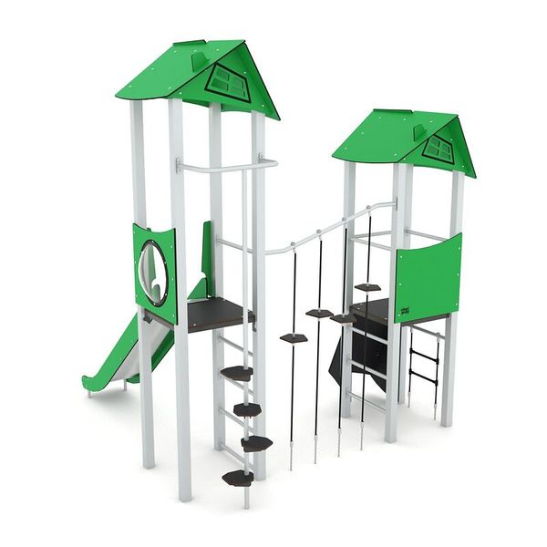 Turm-Spielkombination, 2 Türme mit Rutsche, Steel+