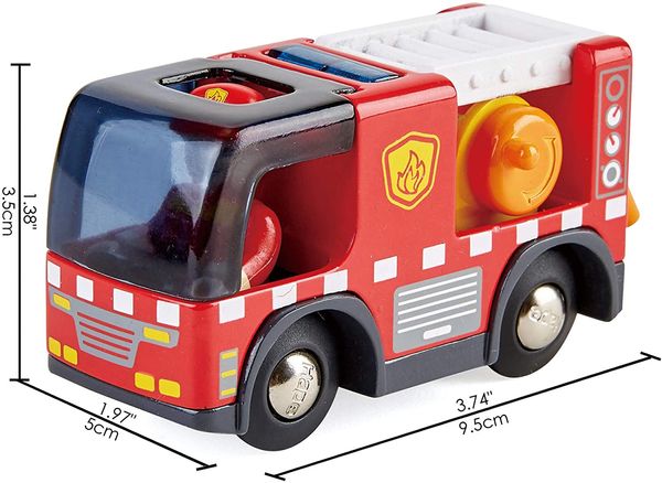 HAPE Feuerwehrauto mit Sirene und Spielfigur, LxBxH: 9,4 x 3,6 x 5,1 cm, ab 3 Jahre