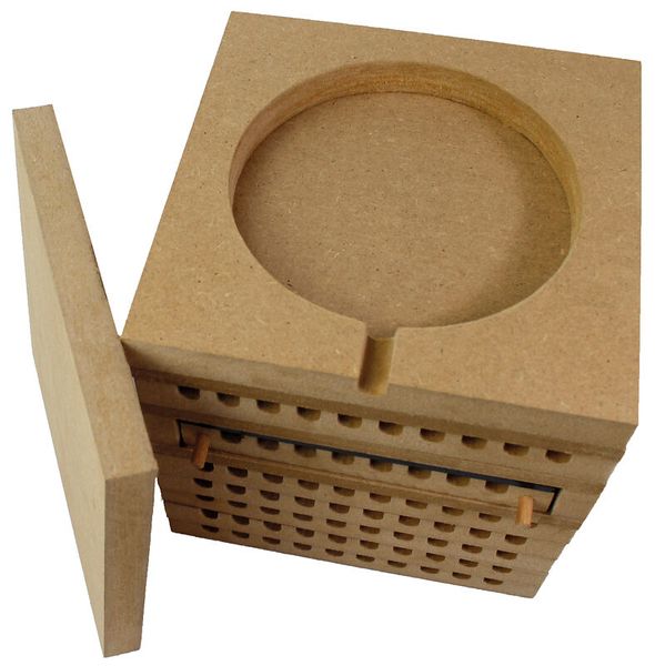 holz, kreisbohrung, holzblock, bohrkorpus