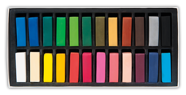 JAXELL Soft-Pastellkreide Set, 24 halbe Stifte im Kartonetui 