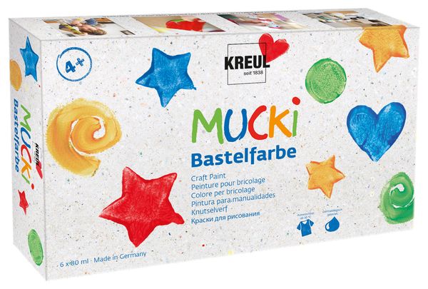 KREUL MUCKI Bastelfarbe, 6er Set à 80 ml