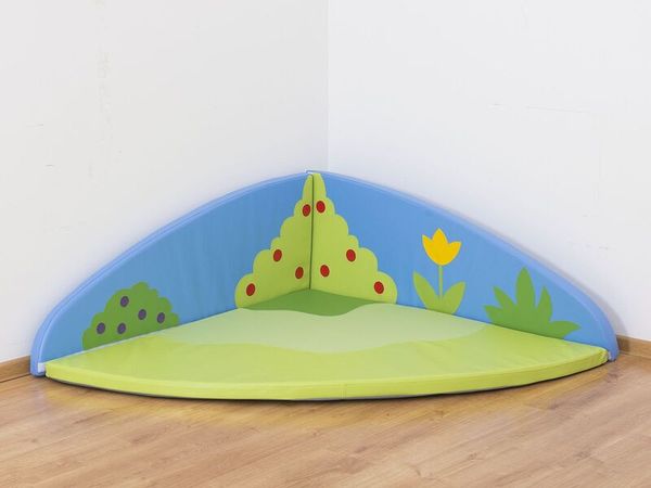 Spielmatte für Ecke mit Wandpolster, Schaumstoff, Kunstleder, Motiv Lichtung, (HxTxB): 140 x 140 x 50 cm