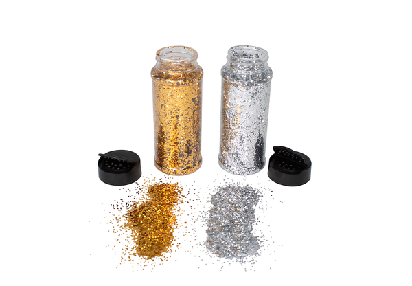 Feines Bio Glitter, 2 Dosen je 85g (gold & silber)