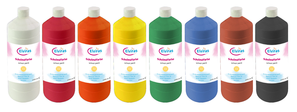 ELVIRAS Schulmalfarben-Set, 8 x 1000ml