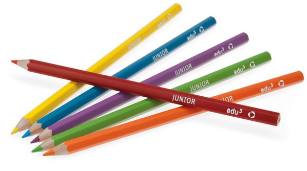 edu³ JUNIOR Hex Sechskant-Buntstifte, 12 Stück, Farbe wählbar
