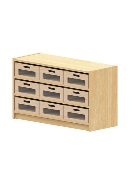 Materialschrank mit großen Kästen mit Sichtfenster, Varianten wählbar