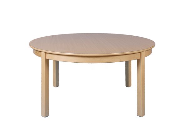 Runder Tisch, D: 120 cm (mit Zarge), Dekor Birke, Tischbeine aus Holz Runder Tisch, D: 120 cm (mit Zarge), Dekor Birke, Tischbeine aus Holz