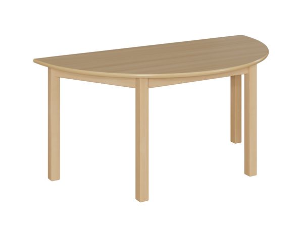 Halbrundtisch, 140x70 cm, Dekor Buche, Zarge, Tischbeine aus Holz
