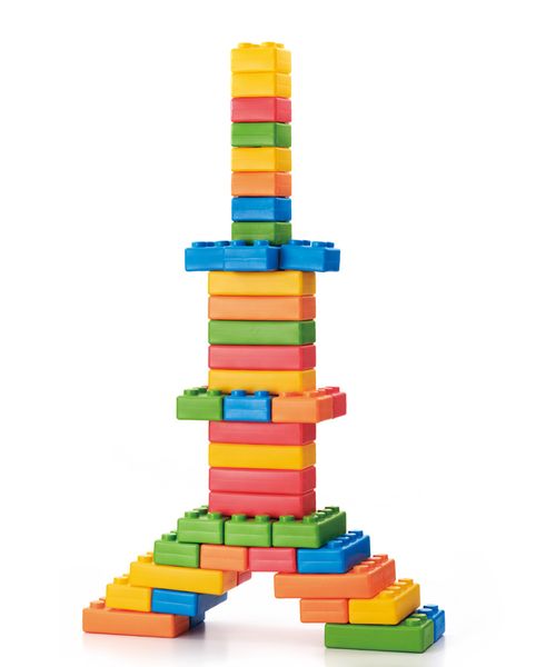 Bausteine, Kunststoff, Klemmbausteine, Spielturm, Mehrfarbig