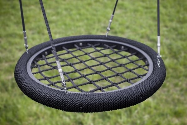 Logo Spielturm mit Vogelnestschaukel und Reifenschaukel (BNS 90 cm)