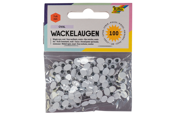 FOLIA Wackelaugensortiment oval, 7x5, 10x7 und 12x9 mm, 300 Stück
