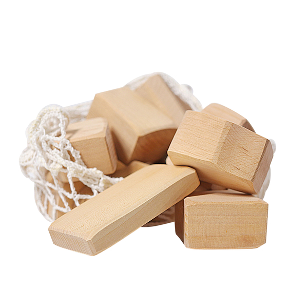 holzblöcke, holzspielzeug, naturholz, würfel, knetnetz