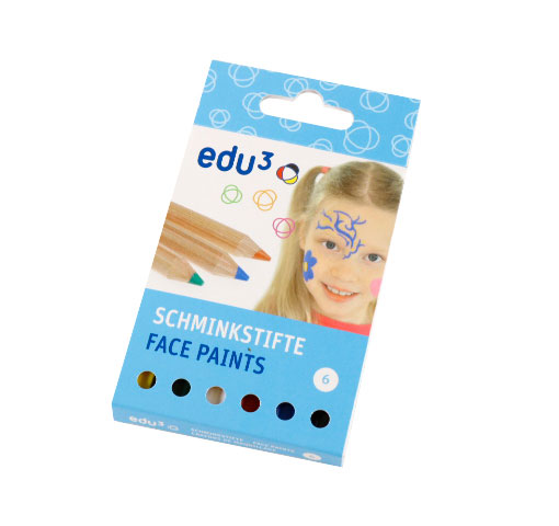 edu³ Schminkstifte-Set Basic-Farben, 6 Stifte