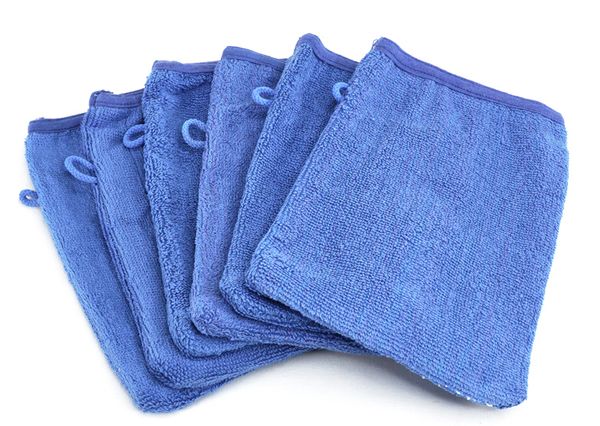 Waschhandschuh blau, 6 Stück Waschhandschuh blau, 6 Stück