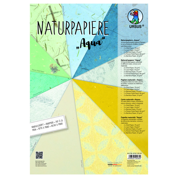 Naturpapier, 10 Motive, handgeschöpft, 33 x 23 cm