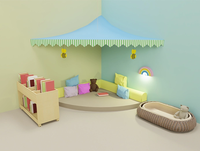 Spielraum in der Krippe mit Leseecke