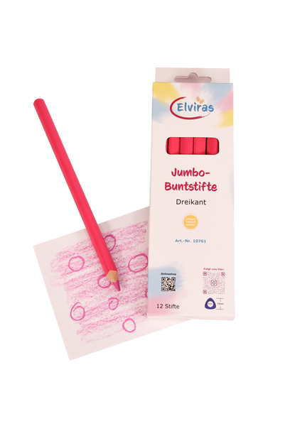 ELVIRAS Jumbo Dreikant-Buntstifte, 12 Stück, Farbe wählbar