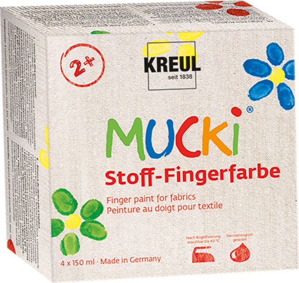 MUCKI Textil-Fingerfarbe 4 x 150 ml