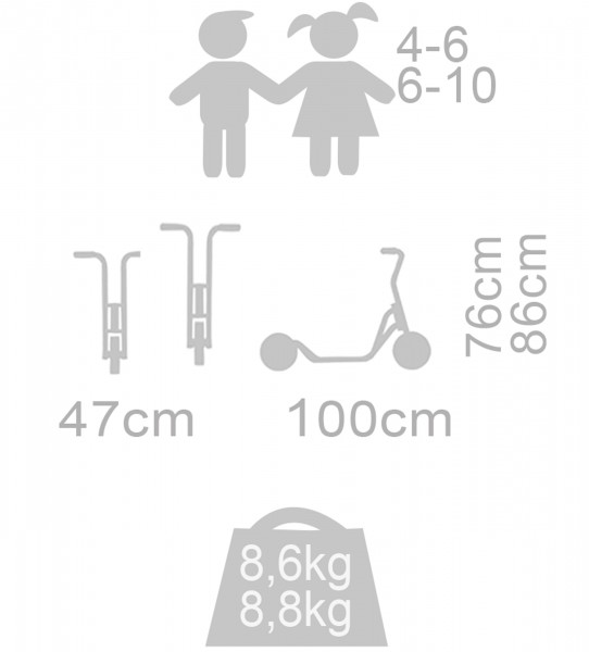 Scooter, Knick-Scooter, verstellbarer Lenker, faltbar, Gewicht 8,6kg