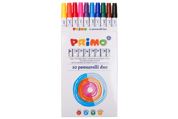 Marker Set, Filzstifte, 10 Farben, Doppelspitzestifte, Primo Marke