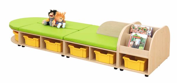 BETZOLD Maddox Große Sitzbank mit Rückenlehne und Bücherbox, oval mit 12 Boxen