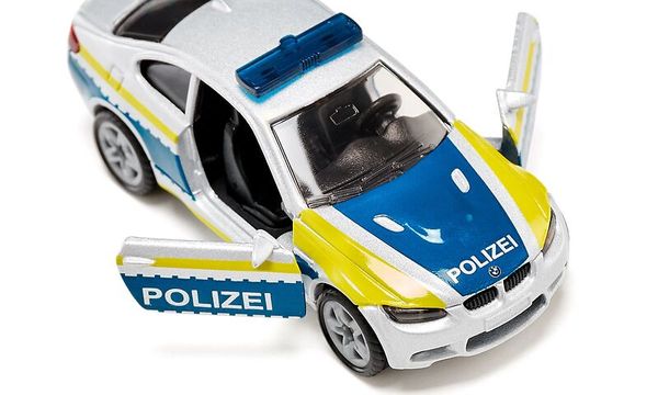Polizei Auto, Spielzeug, Offenes Tür, Blau Gelb, Lackiert