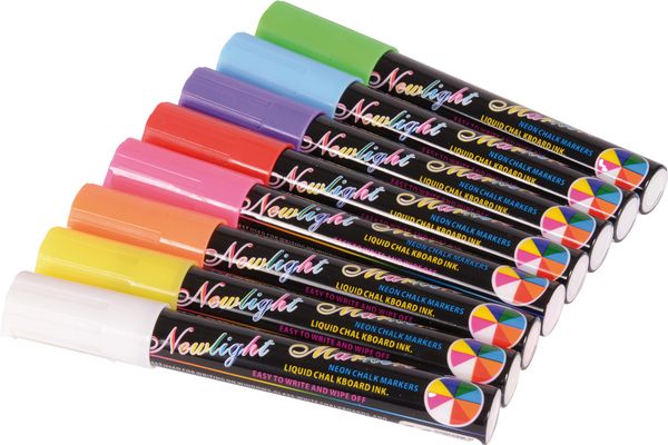 Chalk markers, Liquid chalk, Neon colors, Multi-color set, Marker pen
