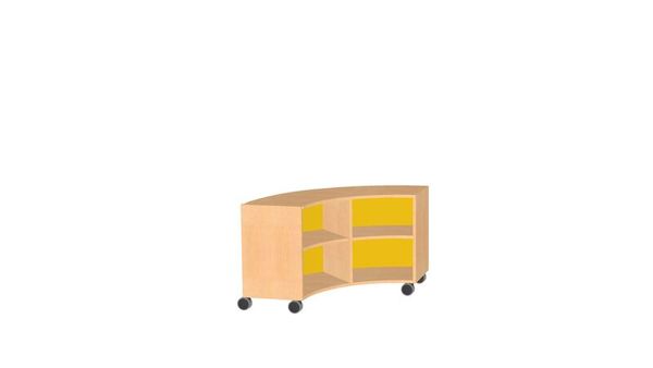 BasicPlus Viertelkreisschrank, offen, mit Plexiglasrückwand, je 1 fester Boden