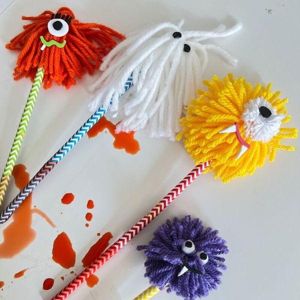 Pompon, Wollball, Bastelspielzeug, Bunte Pompons, Filzstift-Griff