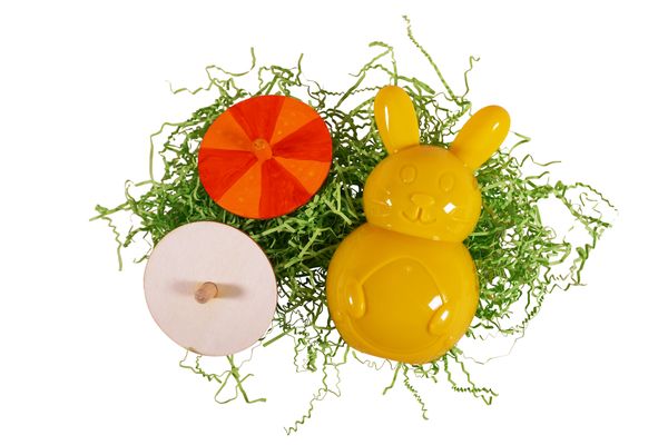 Hasenförmchen mit Holzkreisel, 12 Stück Hasenförmchen mit Holzkreisel, 12 Stück