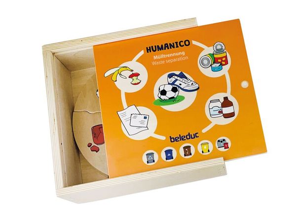 spielzeug, box, holzbox, humano, mülltenth