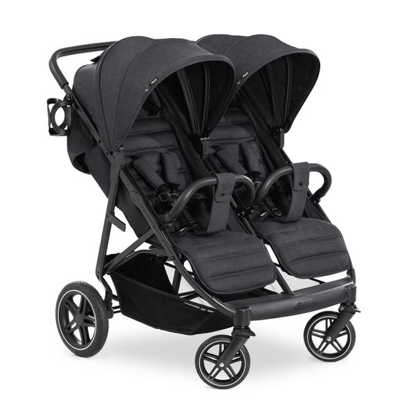 duo-kinderwagen, stabiles gestell, dunkelgrau, doppel-kinderwagen, verstellbare sitze