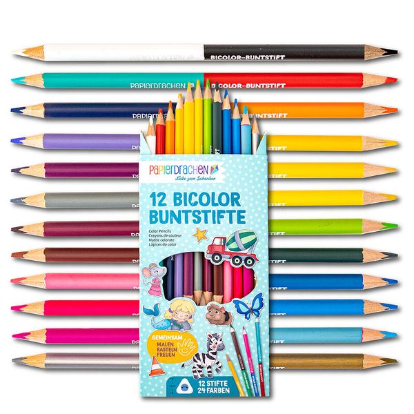 12 Bicolor Buntstifte mit 24 Farben 12 Bicolor Buntstifte mit 24 Farben